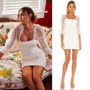 Amanda Uprichard Tia Puff Sleeve Mini Dress in White Women's Size small Bridal